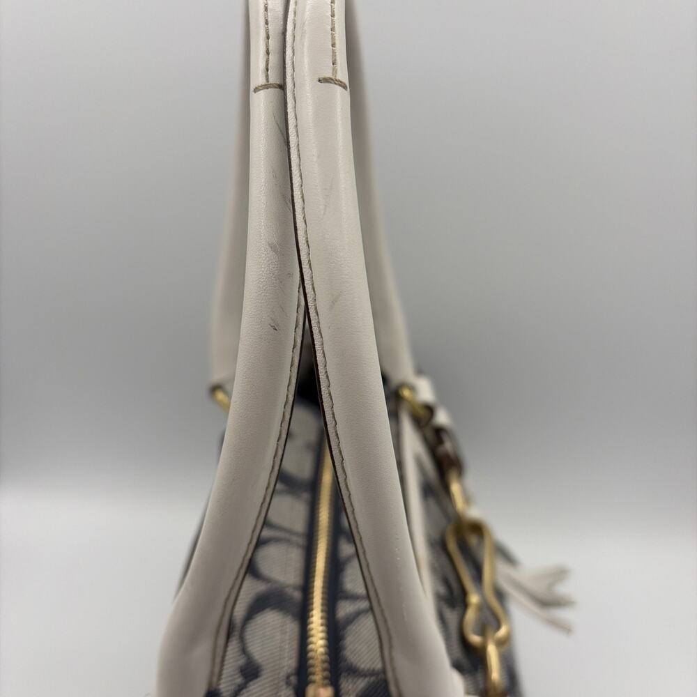 COACH Handbag Signature Denim Leather Tassel Gold Hardware Canvas Y2K White Blue - Picture 6 of 16
